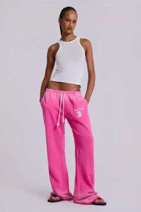 Cleo slouchy bootcut-jogger in roze