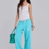 Cleo slouchy bootcut-jogger in turquoise