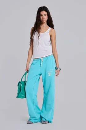 Cleo slouchy bootcut-jogger in turquoise