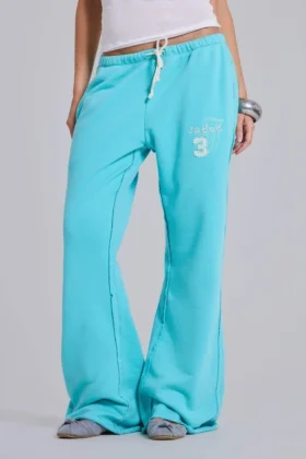 Cleo slouchy bootcut-jogger in turquoise
