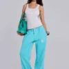 Cleo slouchy bootcut-jogger in turquoise