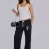 Cleo slouchy bootcut-jogger in zwart