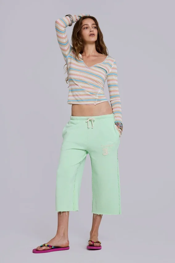 Cleo slouchy cropped joggingbroek in mint