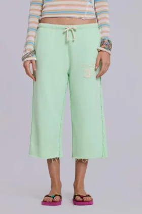 Cleo slouchy cropped joggingbroek in mint