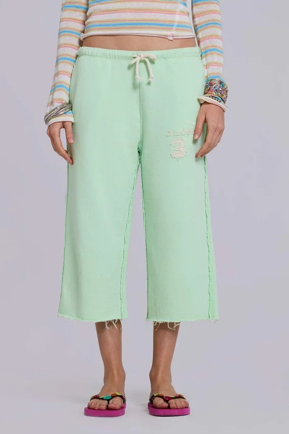 Cleo slouchy cropped joggingbroek in mint