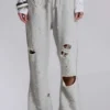 Cleo versleten, slouchy jogger met bootcut