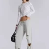 Cleo versleten, slouchy jogger met bootcut