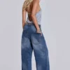 Colossus Jeans met studs in middenblauwe wassing