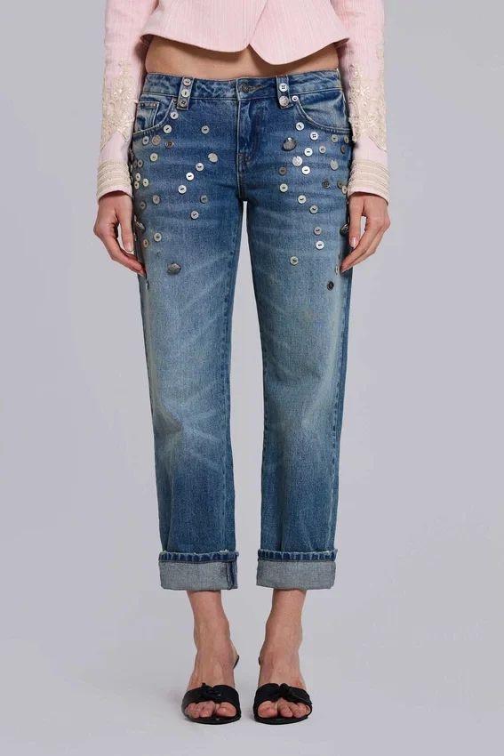 Cooper versierde cropped Jeans