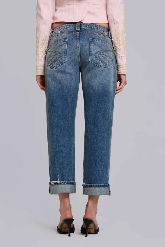 Cooper versierde cropped Jeans