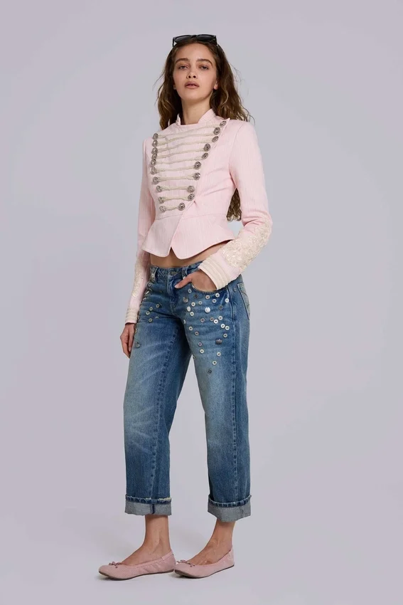 Cooper versierde cropped Jeans