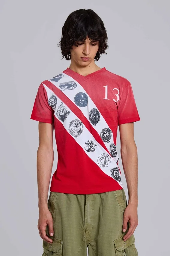 Crest T-shirt met V-hals