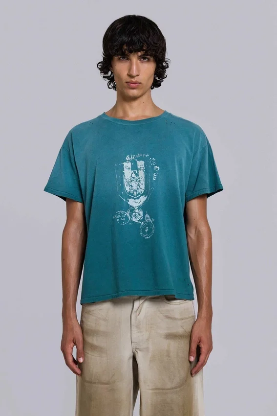 Cropped T-shirt met embleem