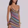 Crush gestreepte mini-jurk met open rug
