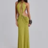 Darlyn gedrapeerde rugloze maxi-jurk