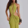 Darlyn gedrapeerde rugloze maxi-jurk