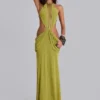 Darlyn gedrapeerde rugloze maxi-jurk