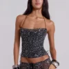 Deva gebreide corsettop met pailletten in Midnight