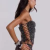 Deva gebreide corsettop met pailletten in Midnight