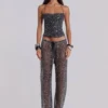 Deva gebreide corsettop met pailletten in Midnight