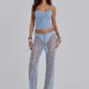 Deva gebreide corsettop met pailletten in Sky