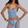 Deva gebreide corsettop met pailletten in Sky