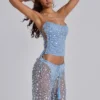 Deva gebreide corsettop met pailletten in Sky