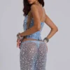Deva gebreide corsettop met pailletten in Sky