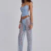 Deva gebreide corsettop met pailletten in Sky