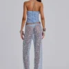 Deva gebreide corsettop met pailletten in Sky