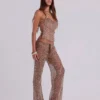 Deva gebreide corsettop met pailletten in zandkleur