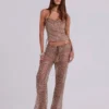 Deva gebreide corsettop met pailletten in zandkleur