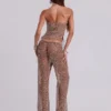 Deva gebreide corsettop met pailletten in zandkleur