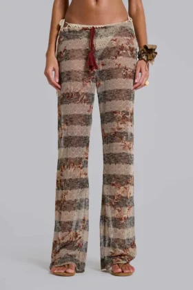 Deva gestreepte gebreide broek