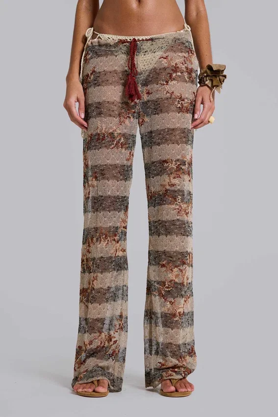 Deva gestreepte gebreide broek