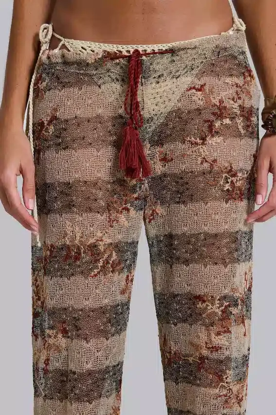 Deva gestreepte gebreide broek