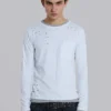 Distressed dubbellaagse waffle-top