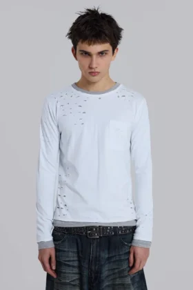 Distressed dubbellaagse waffle-top