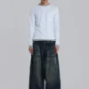 Distressed dubbellaagse waffle-top