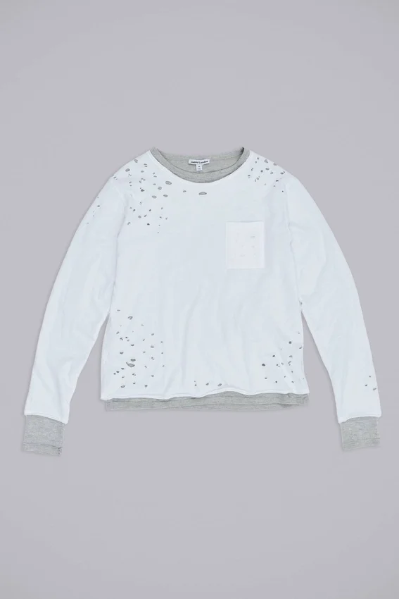 Distressed dubbellaagse waffle-top