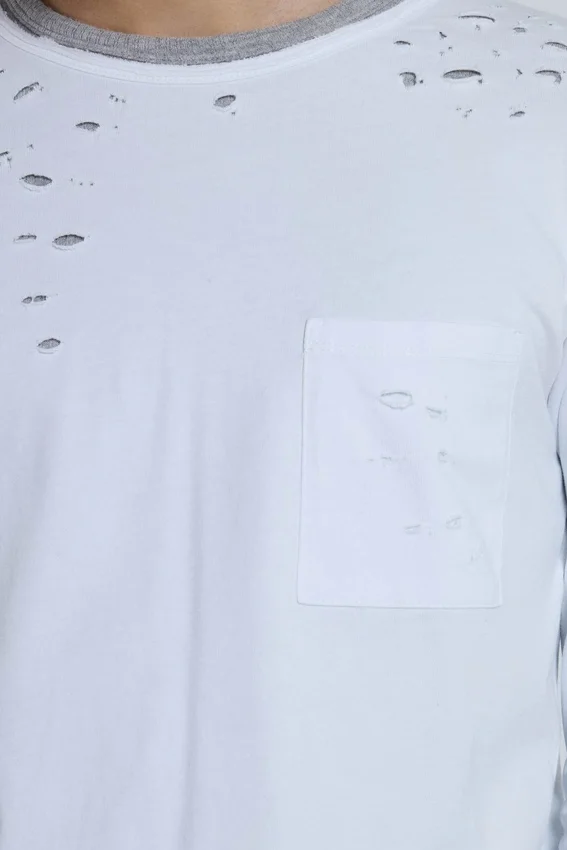 Distressed dubbellaagse waffle-top