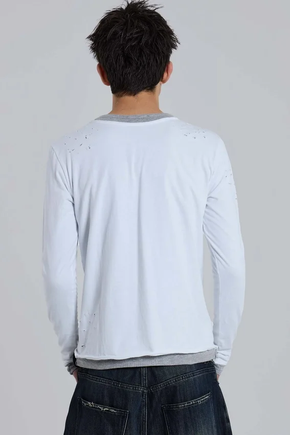 Distressed dubbellaagse waffle-top