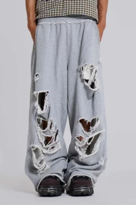 Distressed grijze gemêleerde baggy Monster Joggers