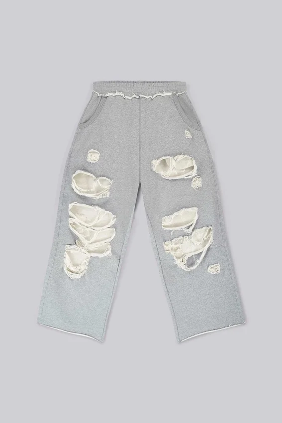 Distressed grijze gemêleerde baggy Monster Joggers