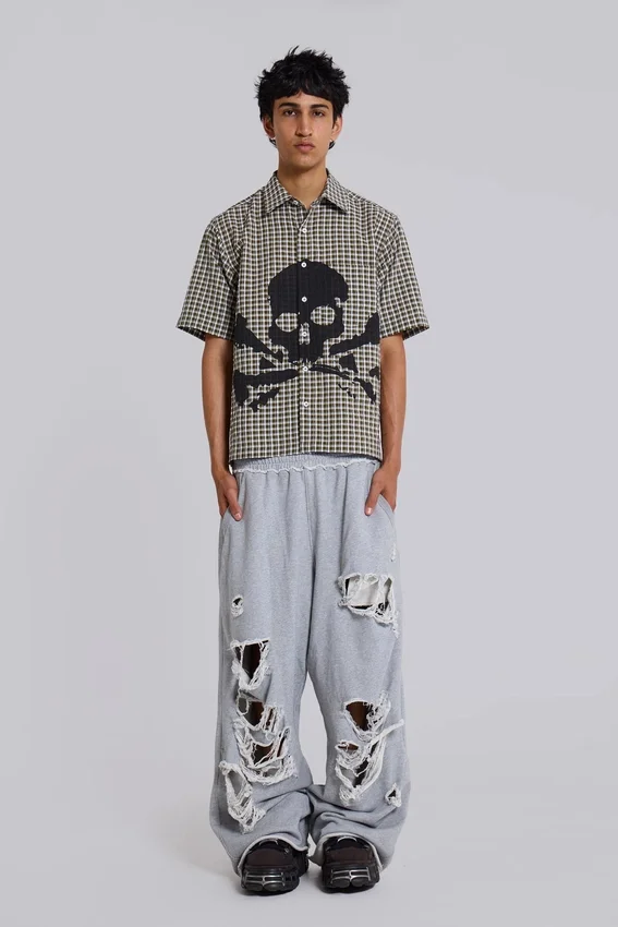 Distressed grijze gemêleerde baggy Monster Joggers