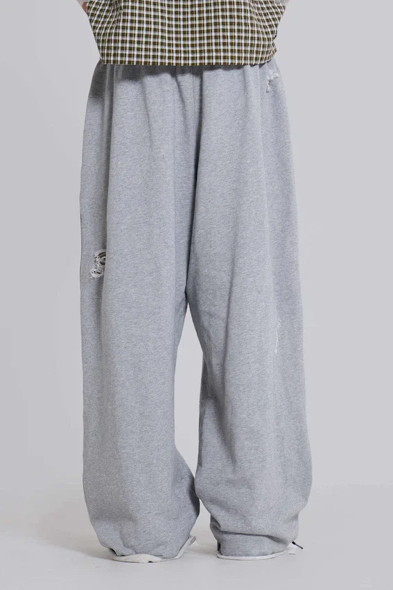 Distressed grijze gemêleerde baggy Monster Joggers