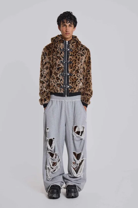 Distressed grijze gemêleerde baggy Monster Joggers