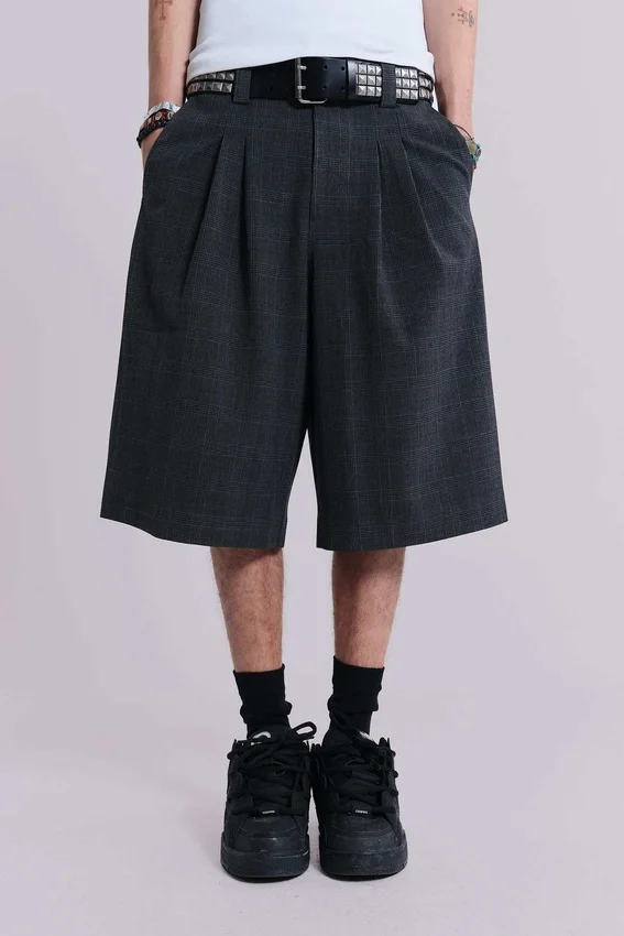 Donkere geruite Goliath Shorts