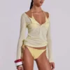 Doorschijnende Henley-top in Buttercup