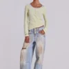Doorschijnende Henley-top in Buttercup